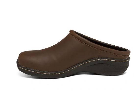 Aetrex Brown Oiled Leather Robin Womens Comfort Casual Clogs SR102