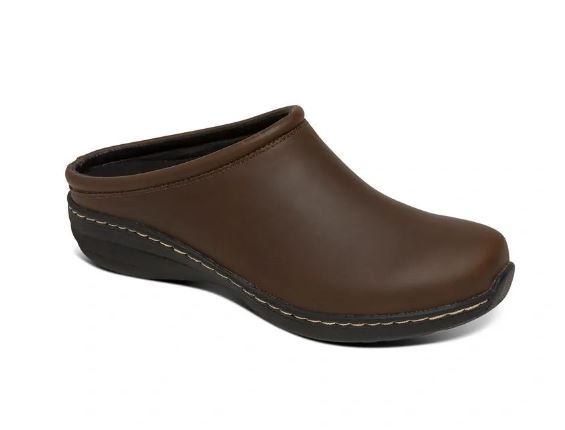 Aetrex Brown Oiled Leather Robin Womens Comfort Casual Clogs SR102