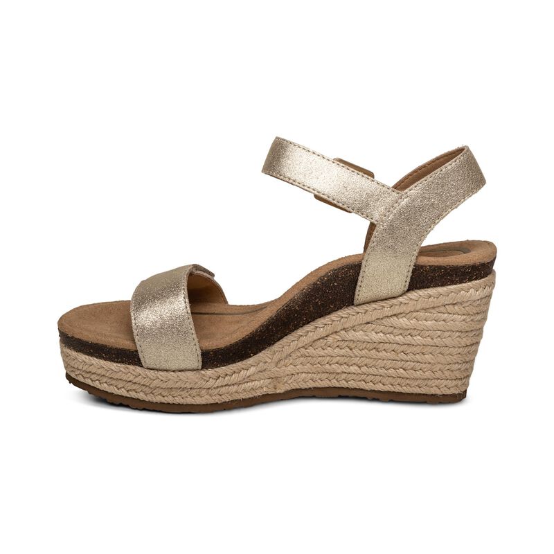 Aetrex Champagne Sydney Quarter Strap Espadrille Women's Wedge EW751