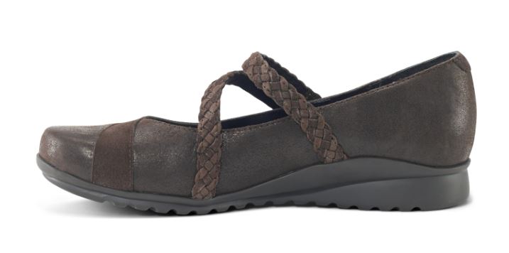 Aetrex Chocolate Ada Braided Mary Jane Womens Shoes EF454