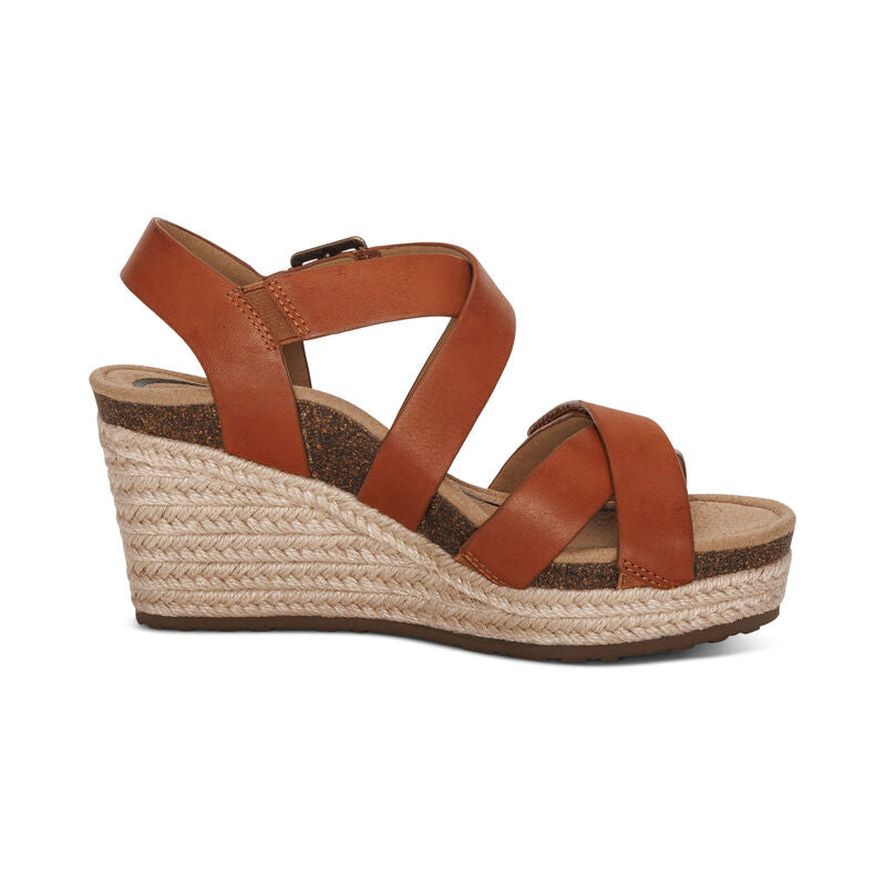 Aetrex Cognac Anna Arch Support Women's Wedge EW782