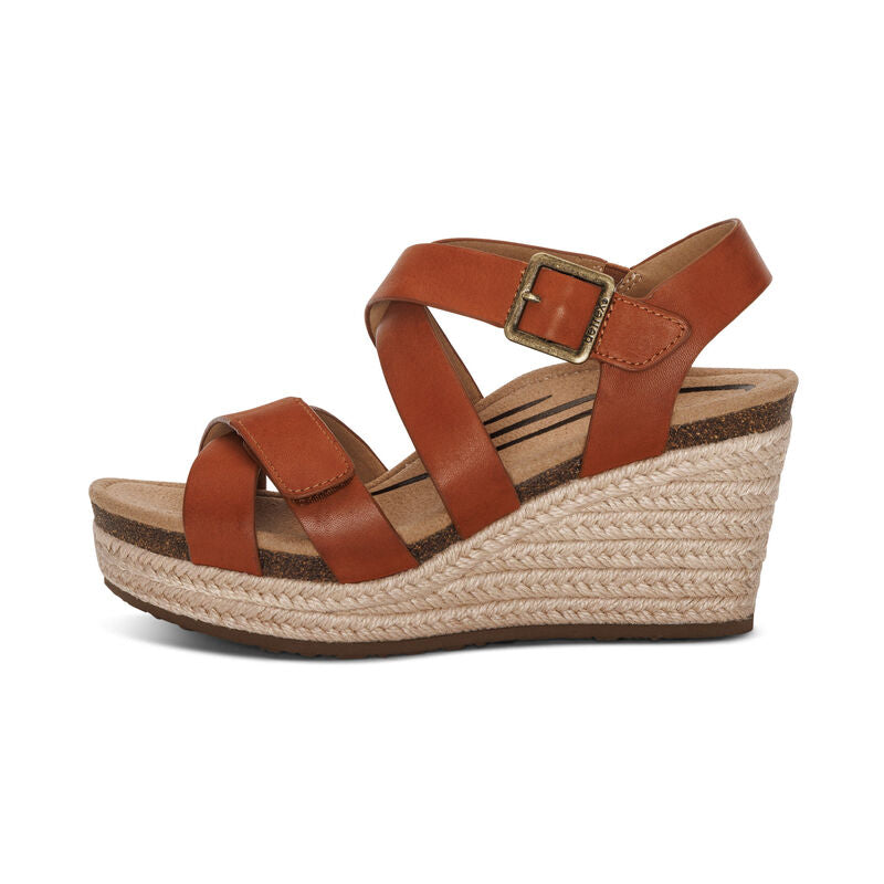 Aetrex Cognac Anna Arch Support Women's Wedge EW782