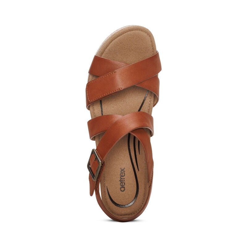 Aetrex Cognac Anna Arch Support Women's Wedge EW782