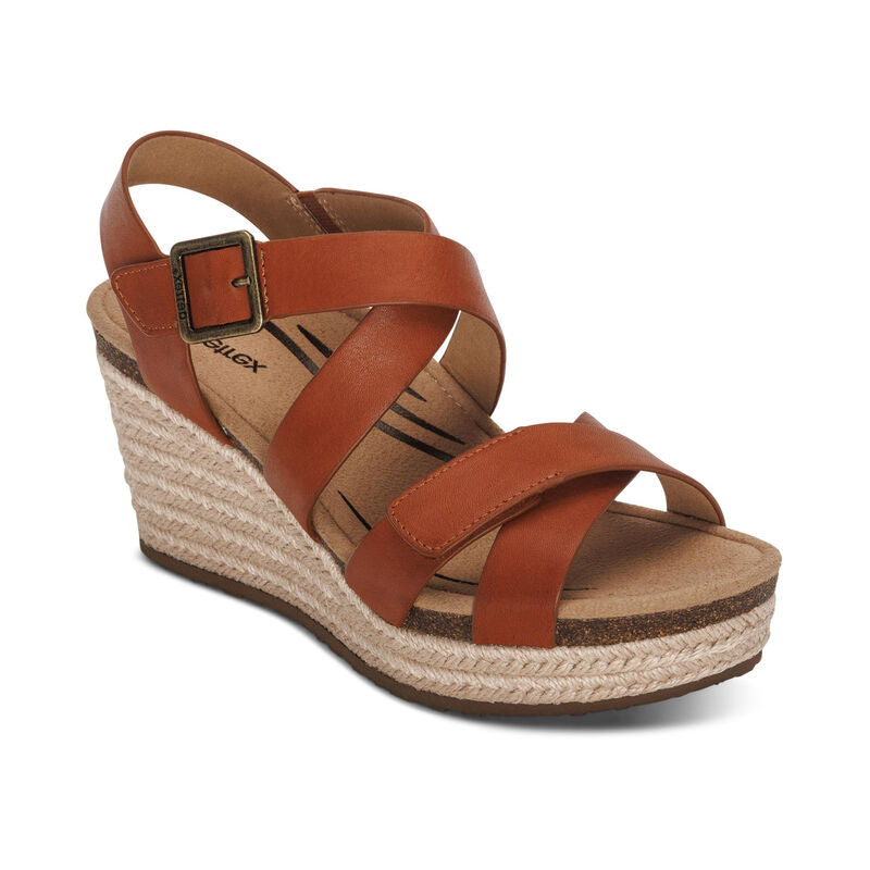 Aetrex Cognac Anna Arch Support Women's Wedge EW782