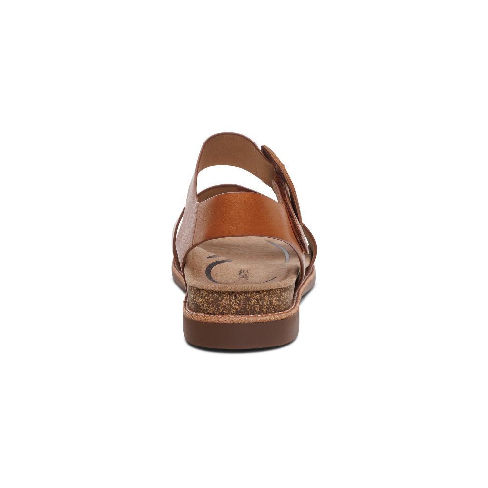 Aetrex Cognac Claire Quarter Strap Women's Sandals FC174