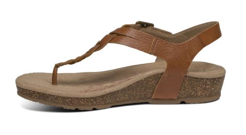 Aetrex Cognac Harper Adjustable Slingback Womens Comfort Thong Sandals SC312