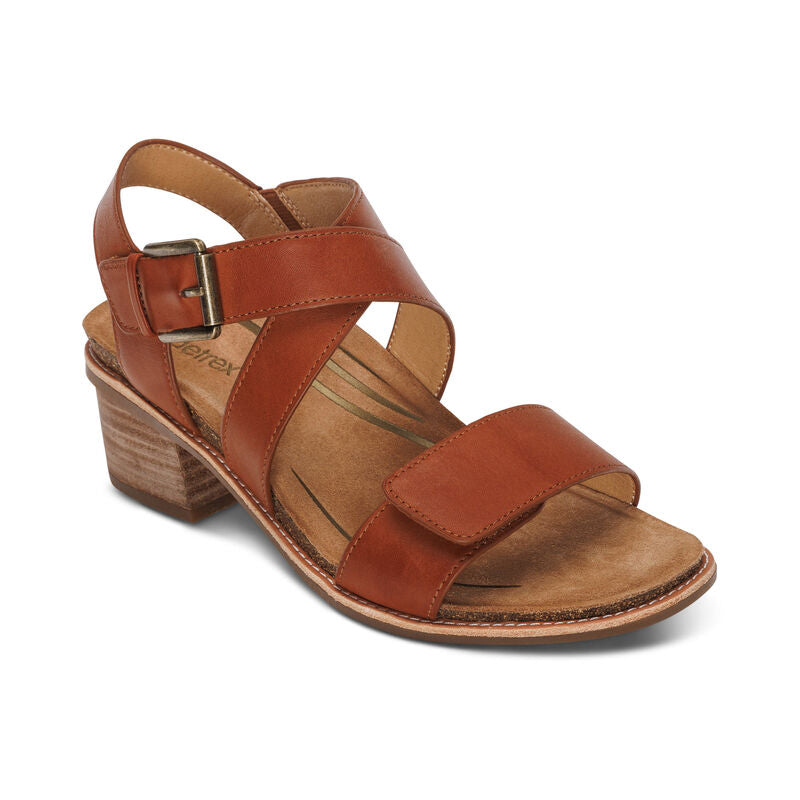Aetrex Cognac Kristin Arch Support Block Heel BH104