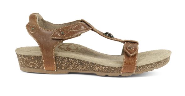 Aetrex Cognac Lori Adjustable Quarter Strap Womens Comfort Sandals SC112