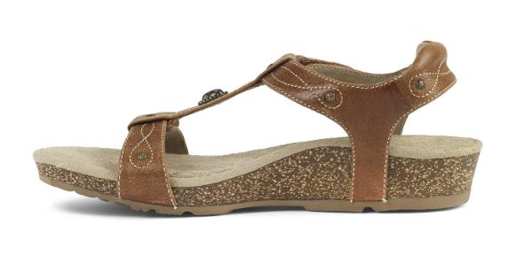 Aetrex Cognac Lori Adjustable Quarter Strap Womens Comfort Sandals SC112