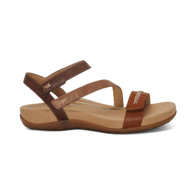 Aetrex Cognac Multi Gabby Women's Adjustable Quarter Strap Sandals SE314
