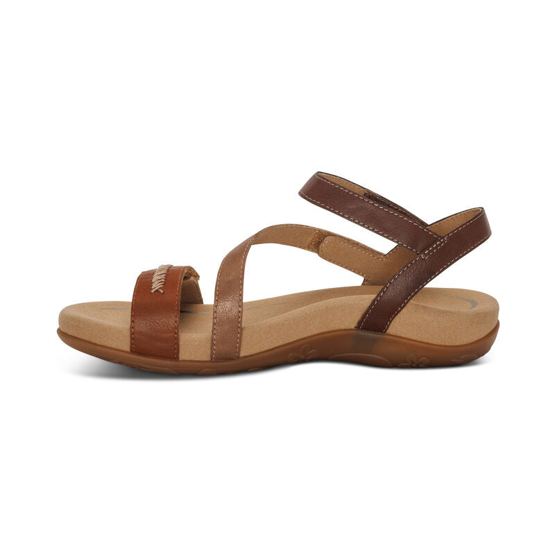 Aetrex Cognac Multi Gabby Women's Adjustable Quarter Strap Sandals SE314