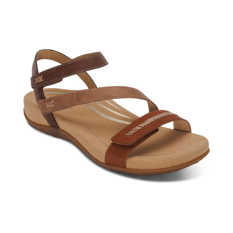 Aetrex Cognac Multi Gabby Women's Adjustable Quarter Strap Sandals SE314