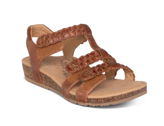 Aetrex Cognac Reese Adjustable Gladiator Womens Sandals SC124