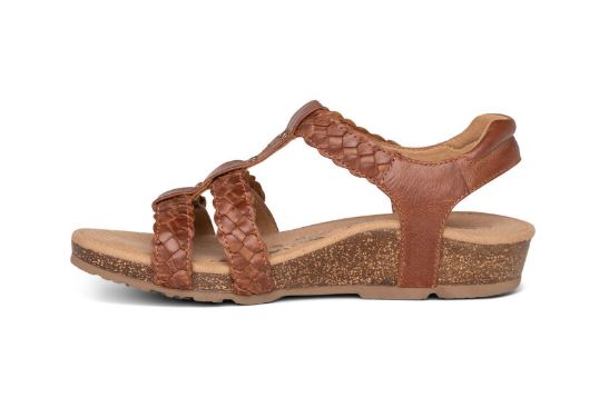 Aetrex Cognac Reese Adjustable Gladiator Womens Sandals SC124