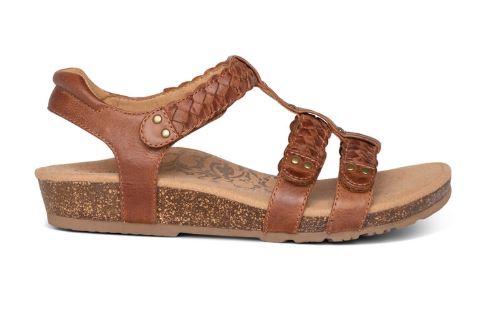 Aetrex Cognac Reese Adjustable Gladiator Womens Sandals SC124