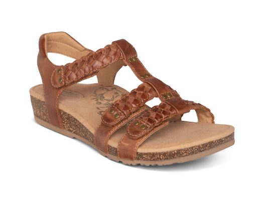 Aetrex Cognac Reese Adjustable Gladiator Womens Sandals SC124