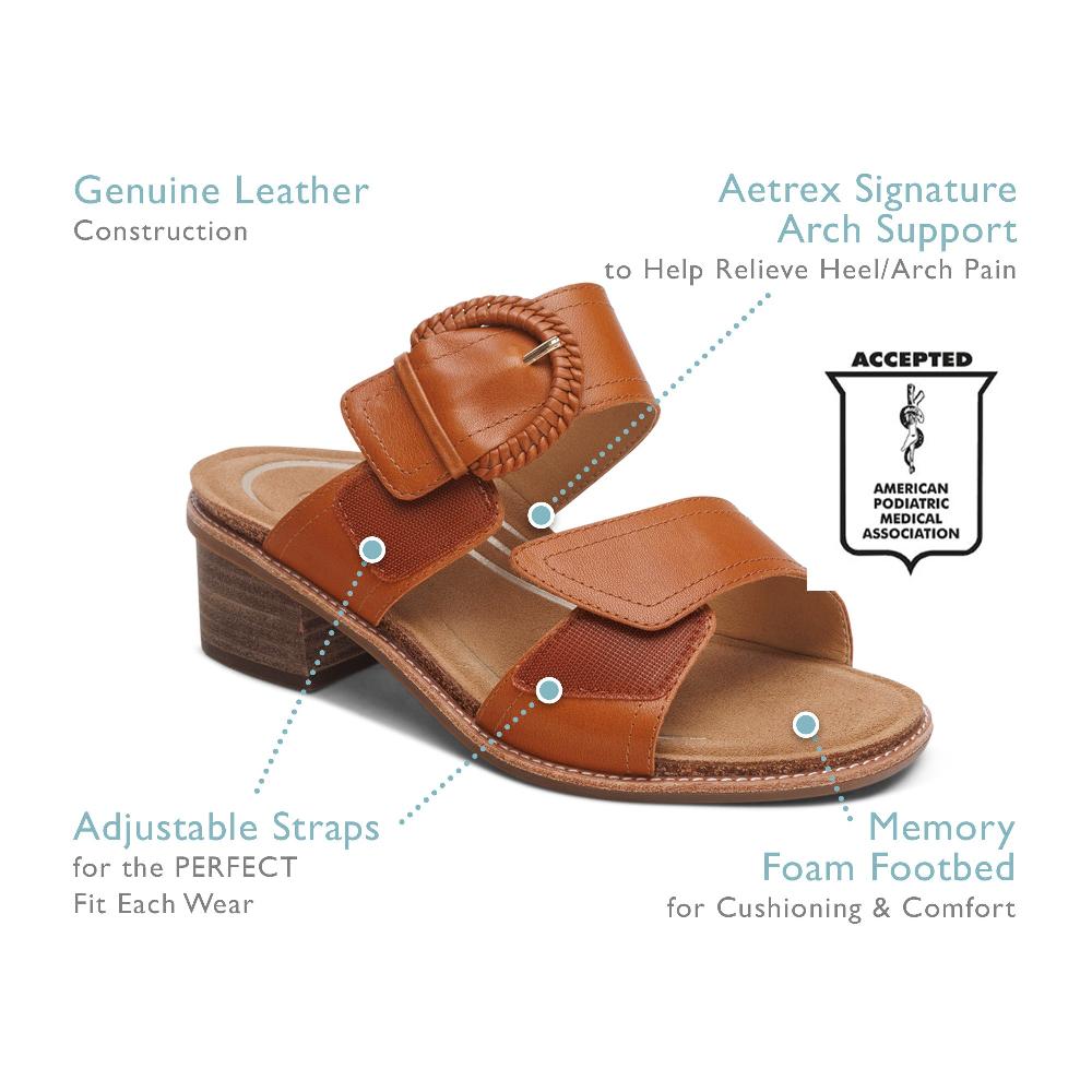 Aetrex Cognac Tatiana Arch Support Women's Heels BH342