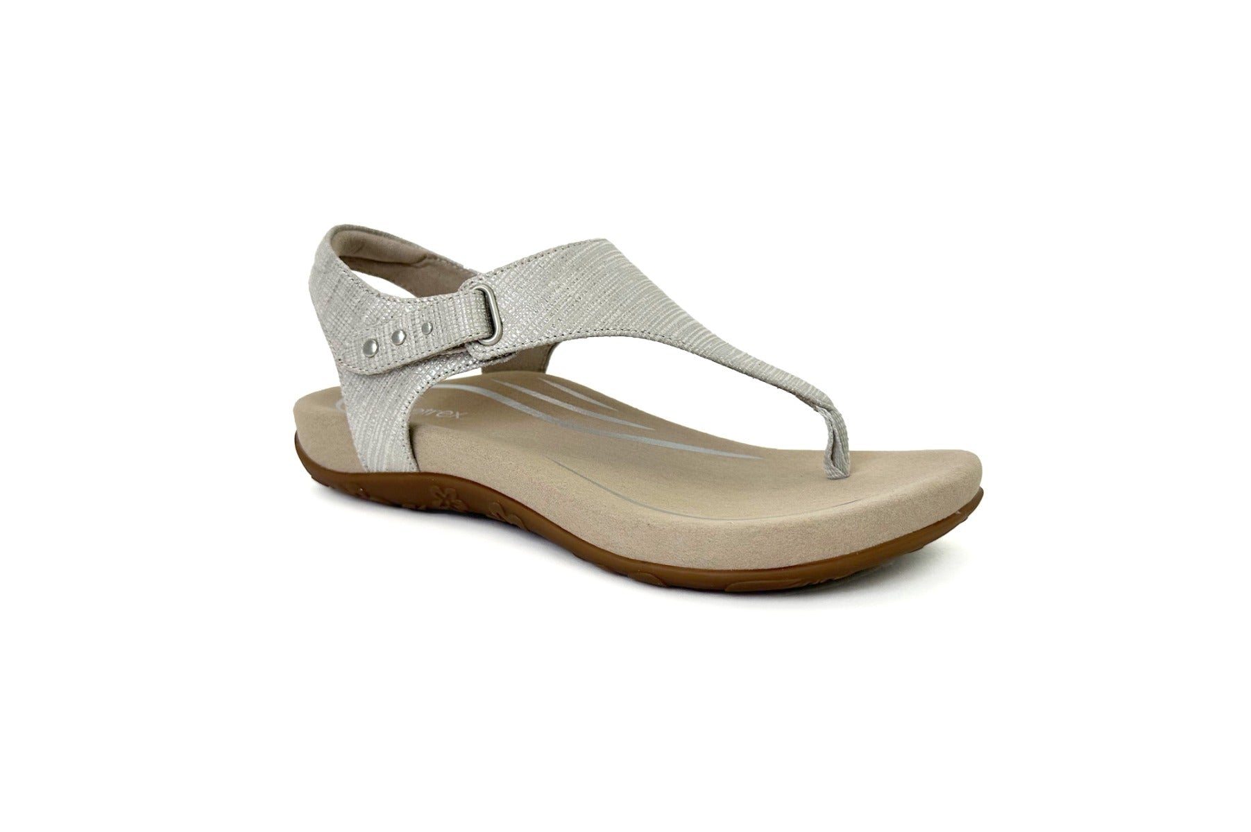 Aetrex Grey Ellie Adjustable Quarter Strap Women's Thong Shoes SE652