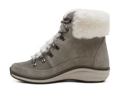Aetrex Grey Jodie Fur Arch Support Waterproof Womens Winter Boots BB291