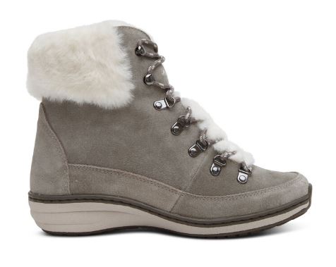 Aetrex Grey Jodie Fur Arch Support Waterproof Womens Winter Boots BB291