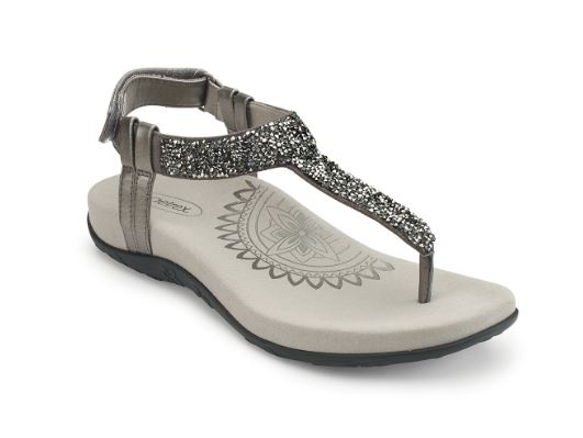 Aetrex Gunmetal Jade Sparkle Womens Comfort Thong Sandals SE383