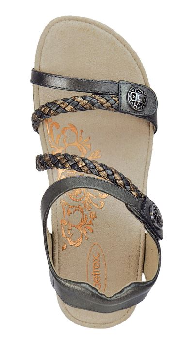Aetrex Gunmetal Jillian Braided Quarter Strap Womens Sandals SC465