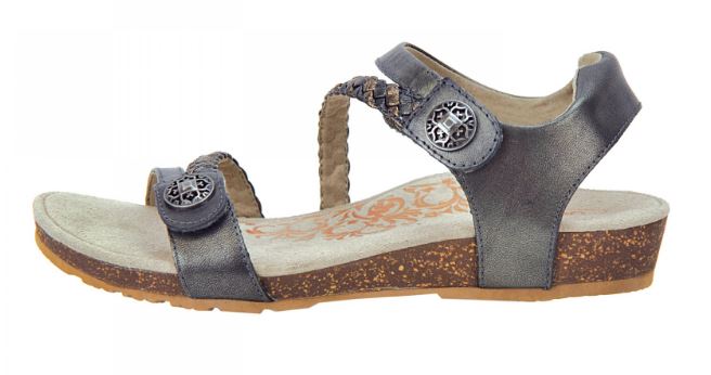 Aetrex Gunmetal Jillian Braided Quarter Strap Womens Sandals SC465