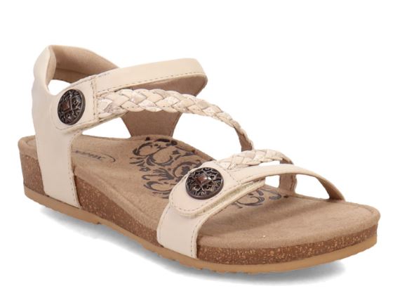 Aetrex Ivory Jillian Braided Quarter Strap Women's Sandals SC362