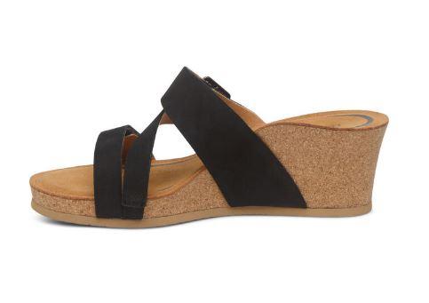Aetrex Kimmy Black Arch Support Womens Wedge Sandals CK310