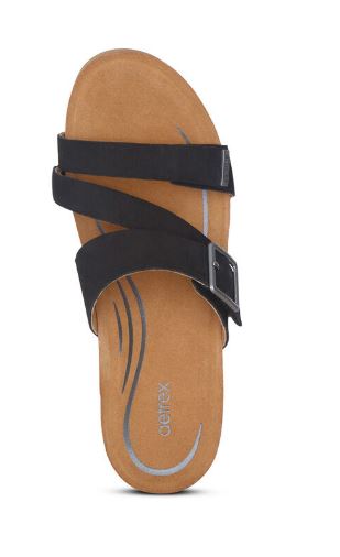 Aetrex Kimmy Black Arch Support Womens Wedge Sandals CK310