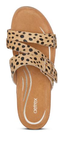Aetrex Kimmy Cheetah Arch Support Womens Wedge Sandals CK314