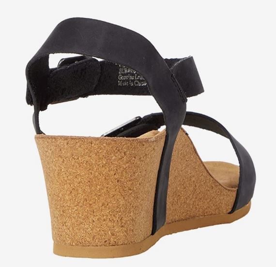Aetrex Lexa Black Nubuck Quarter Strap Womens Wedge Sandals CK100