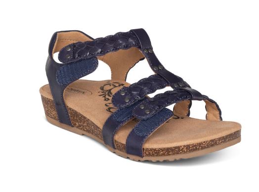 Aetrex Navy Reese Adjustable Gladiator Womens Sandals SC125