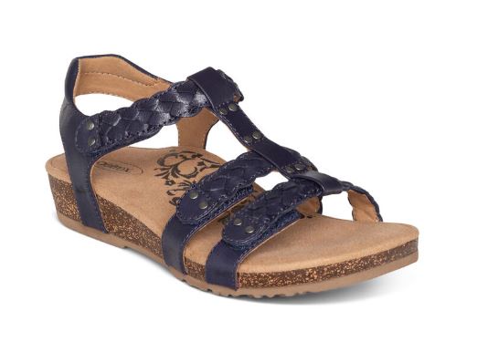 Aetrex Navy Reese Adjustable Gladiator Womens Sandals SC125