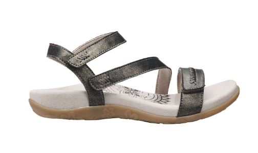 Aetrex Pewter Gabby Adjustable Strap Womens Comfort Sandals SE266