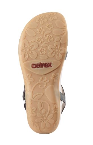 Aetrex Pewter Gabby Adjustable Strap Womens Comfort Sandals SE266