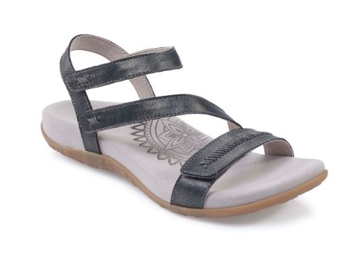 Aetrex Pewter Gabby Adjustable Strap Womens Comfort Sandals SE266