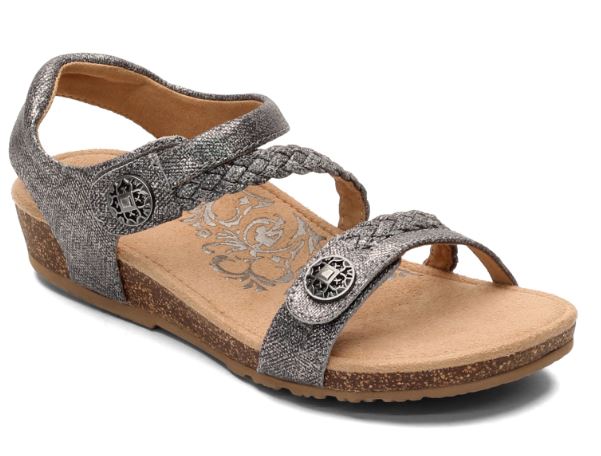 Aetrex Pewter Jillian Adjustable Strap Womens Comfort Shoes SC365