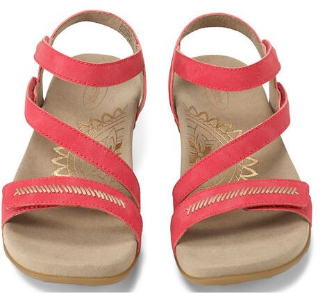 Aetrex Red Gabby Adjustable Strap Womens Comfort Sandals SE268