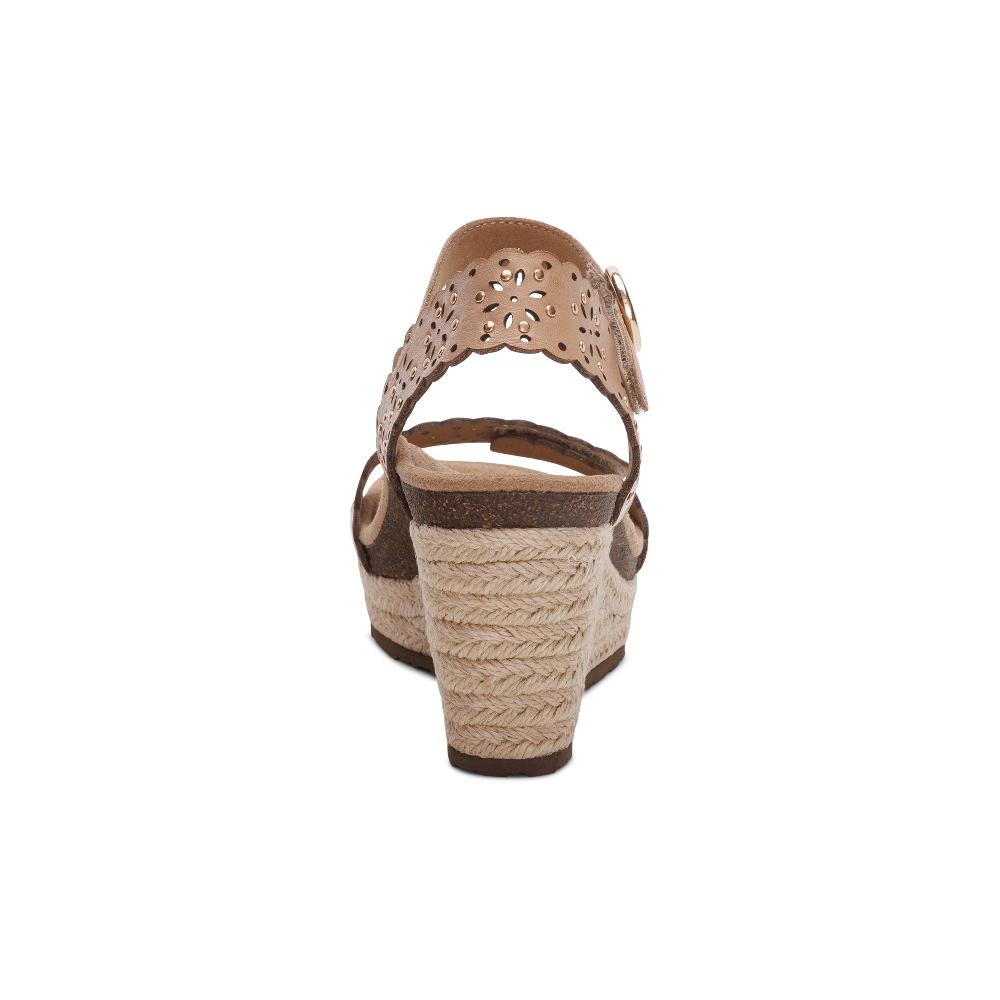 Aetrex Sand Cutout Sydney Quarter Strap Espadrille Wedge Sandals EW778