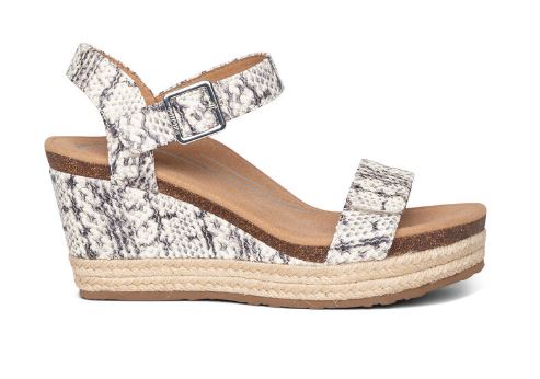 Aetrex Snake Sydney Quarter Strap Espadrille Womens Wedge EW706