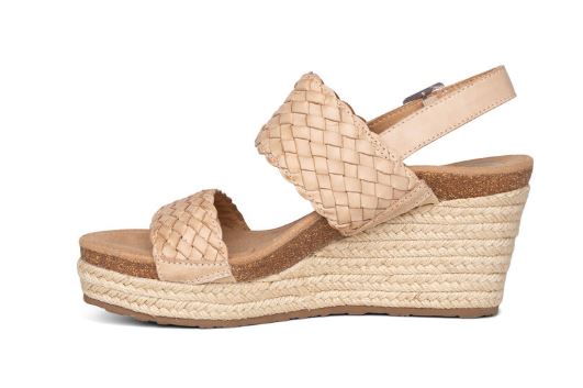 Aetrex Summer Bone Woven Quarter Strap Womens Wedge Sandals EW733