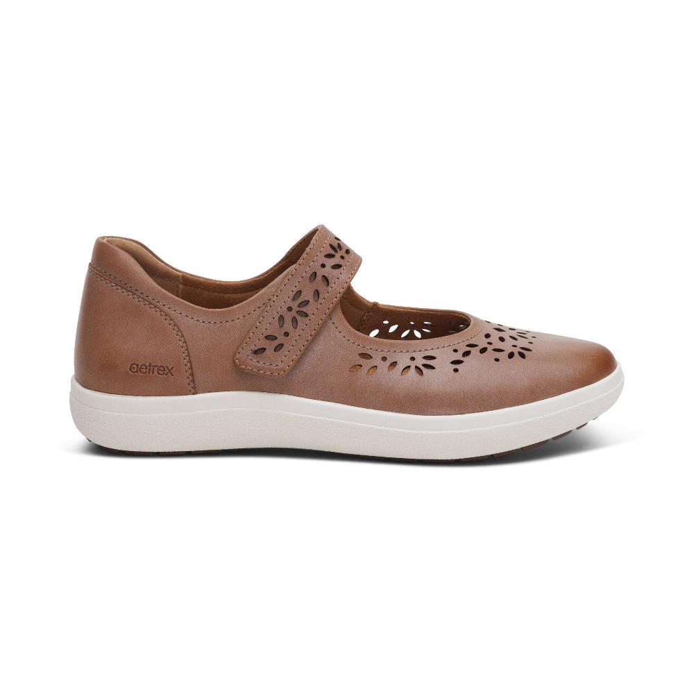 Aetrex Tan Cutout Erica Women's Casual Sneakers CA424