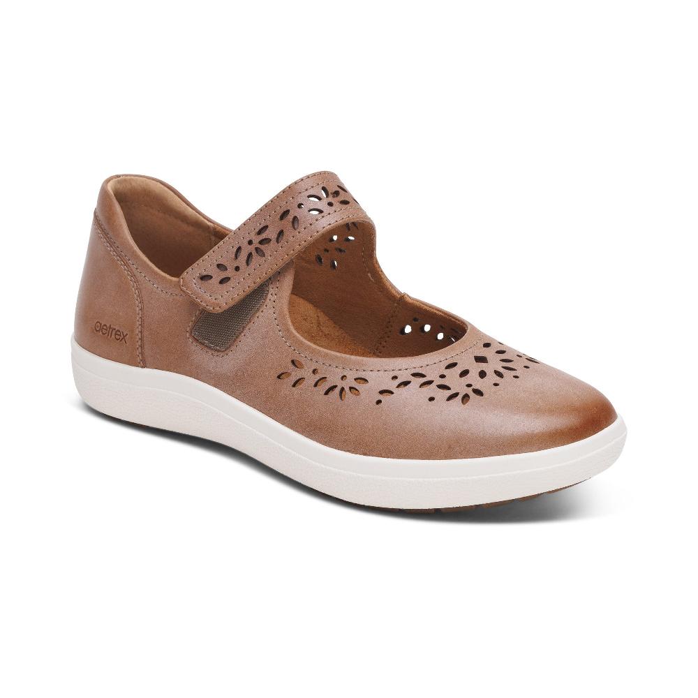 Aetrex Tan Cutout Erica Women's Casual Sneakers CA424