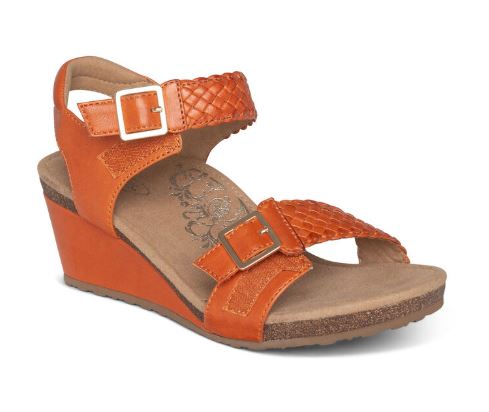 Aetrex Tangerine Grace Adjustable Strap Womens Woven Wedges EW168