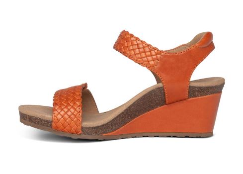 Aetrex Tangerine Grace Adjustable Strap Womens Woven Wedges EW168