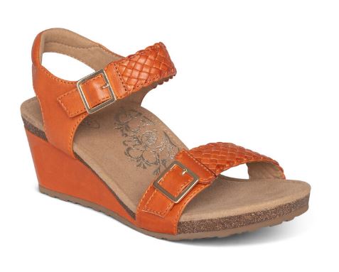 Aetrex Tangerine Grace Adjustable Strap Womens Woven Wedges EW168