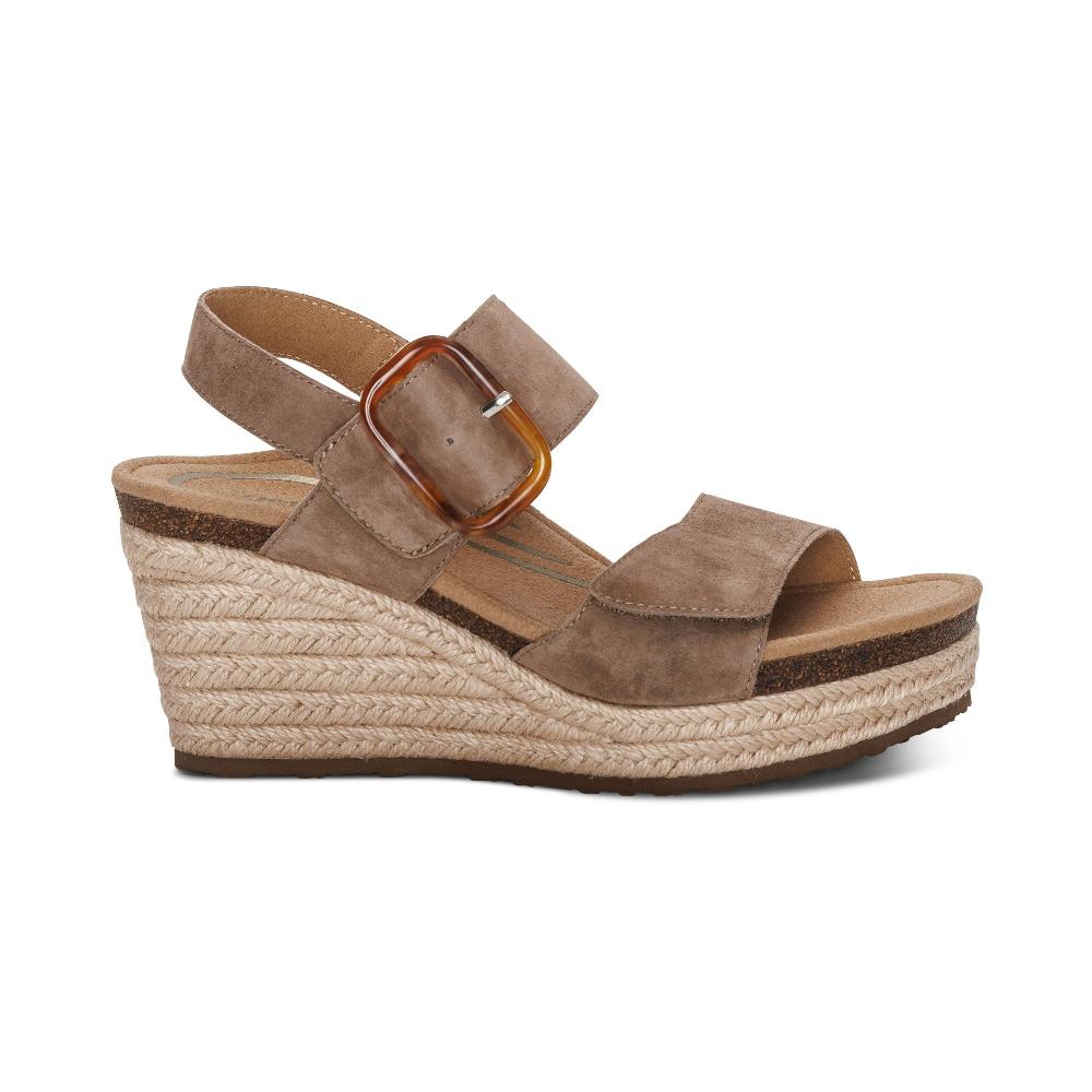 Aetrex Taupe Ashley Arch Support Women's Wedges EW792