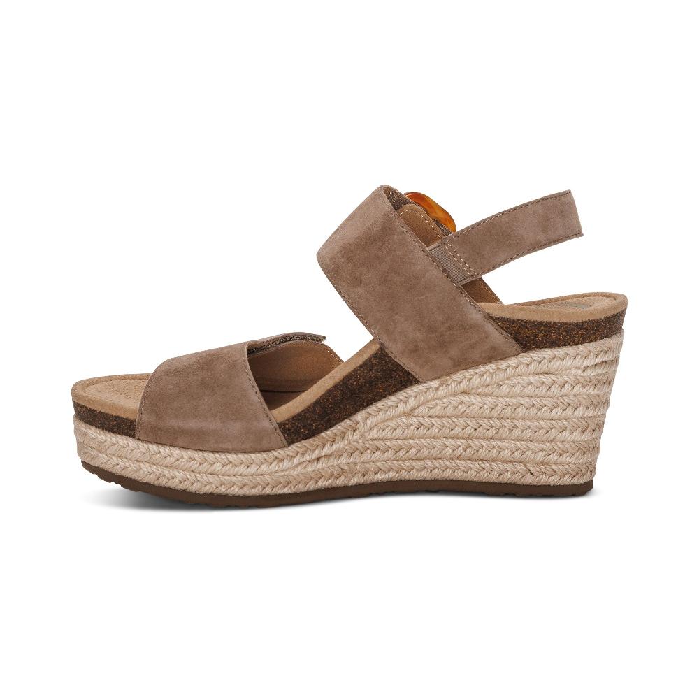 Aetrex Taupe Ashley Arch Support Women's Wedges EW792