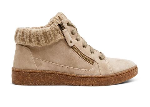 Aetrex Taupe Bonnie Arch Support Womens Suede Sneakers PC322